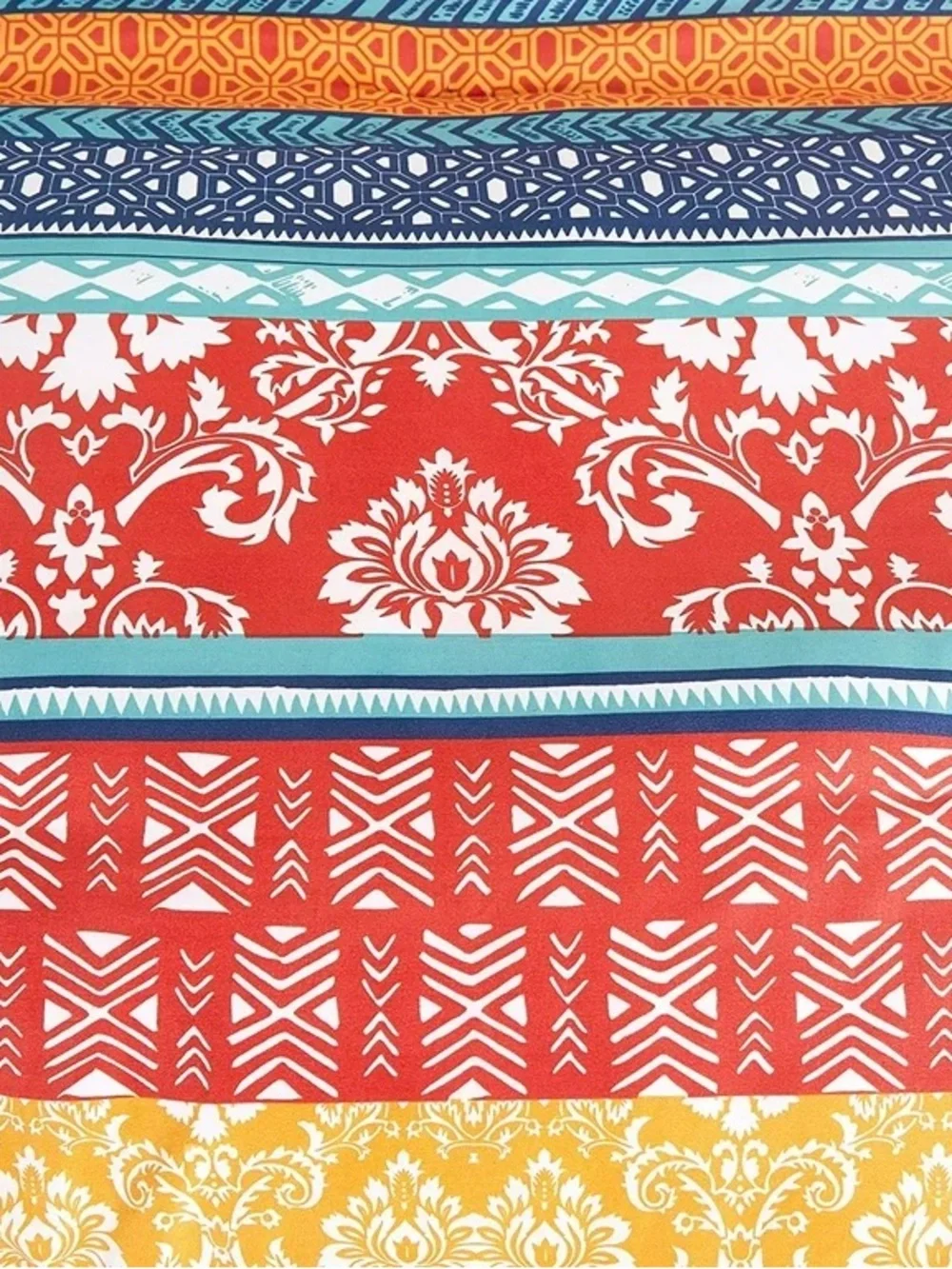 Bohemian Stripe Multi-Color Queen 3 piece Comforter Set
